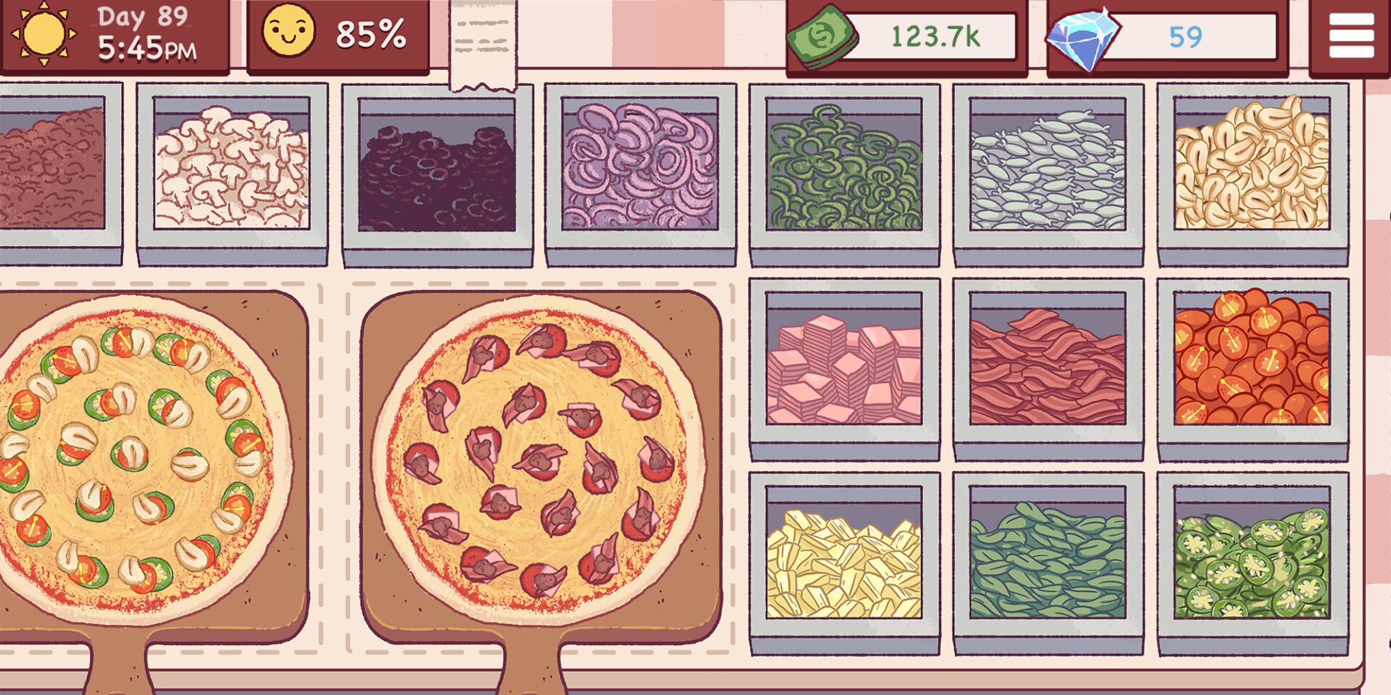 A screenshot featuring gameplay from Good Pizza, Great Pizza.