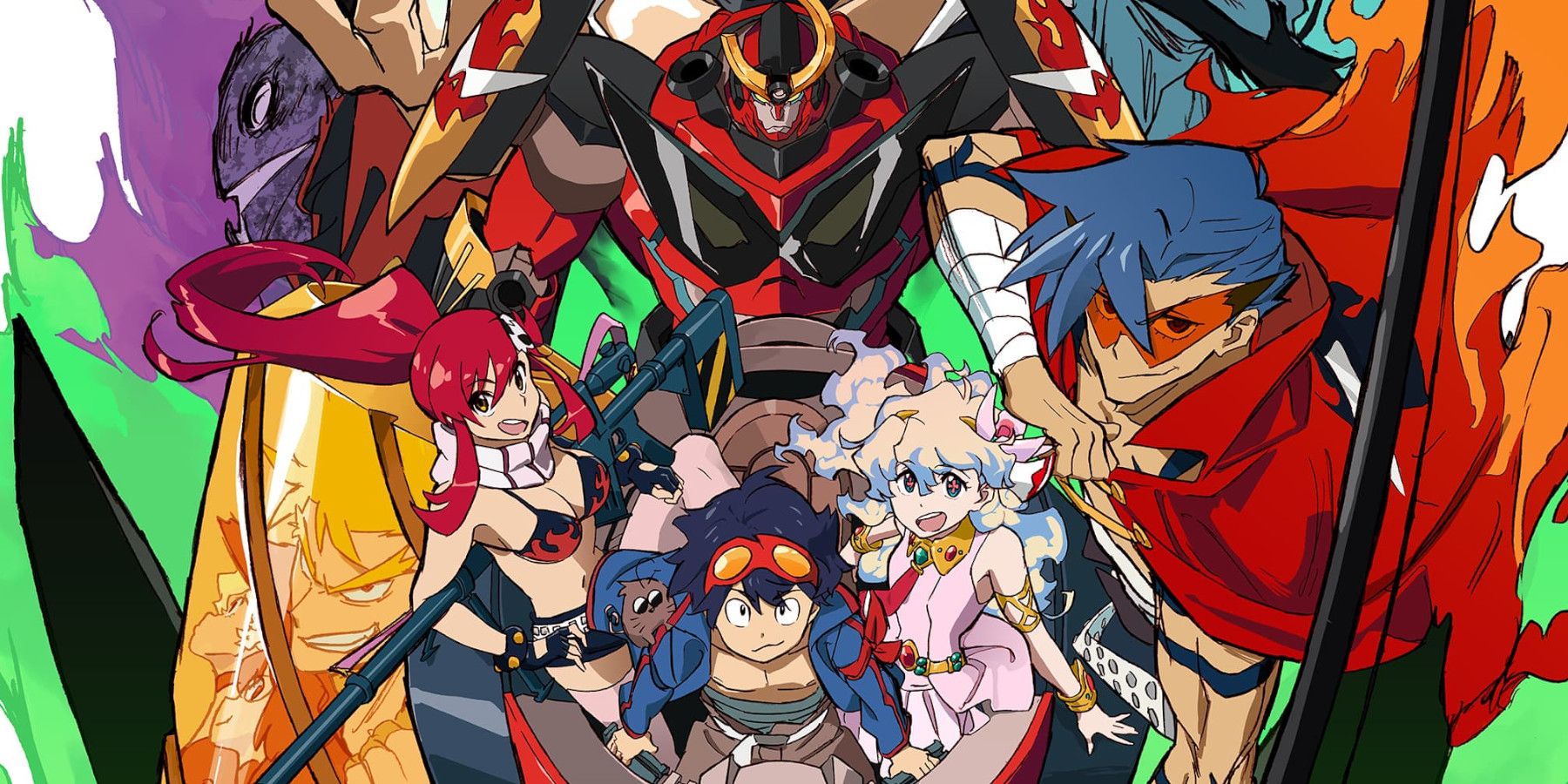 The Main Characters and mech Of Gurren Lagann