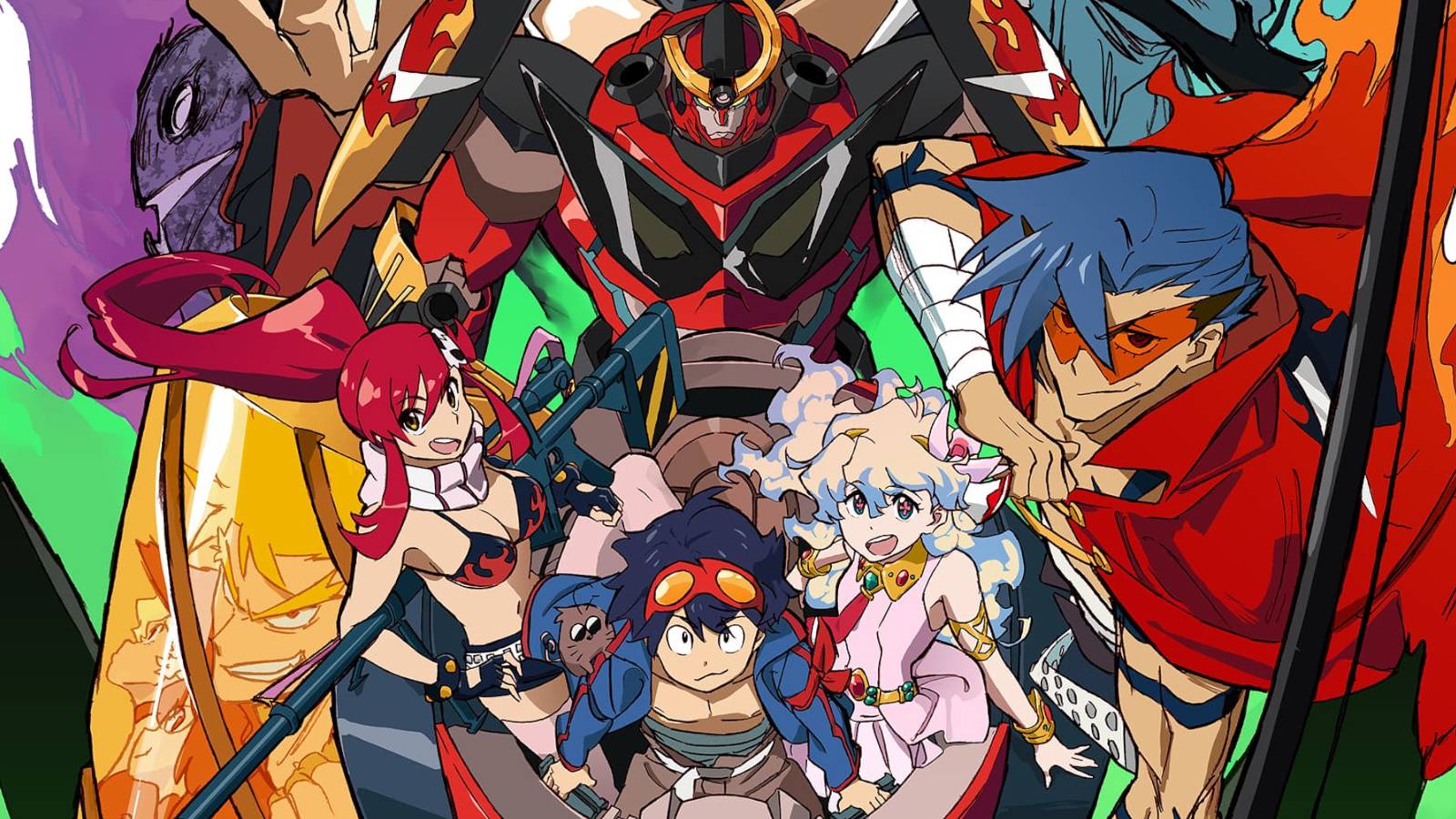 The Main Characters and mech Of Gurren Lagann