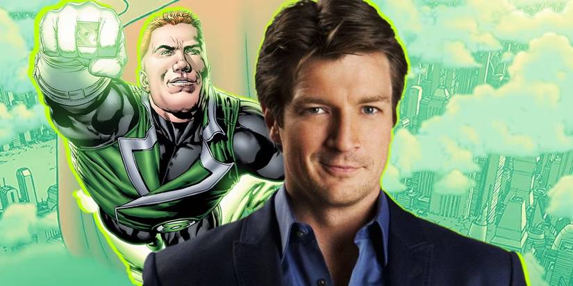 Guy Gardner in the DC comics and Nathan Fillion smiling