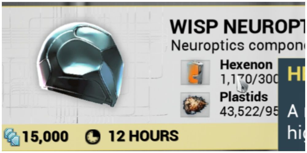 Wisp Neuroptics blueprint featuring the hexenon resource component