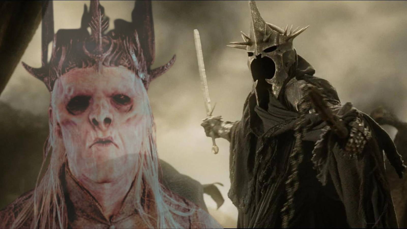 Two versions of the Witch-King, one ghostly and the other a wraith