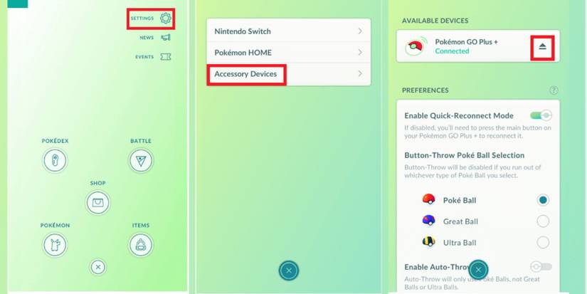 image showing how to unpair pokemon go plus +.