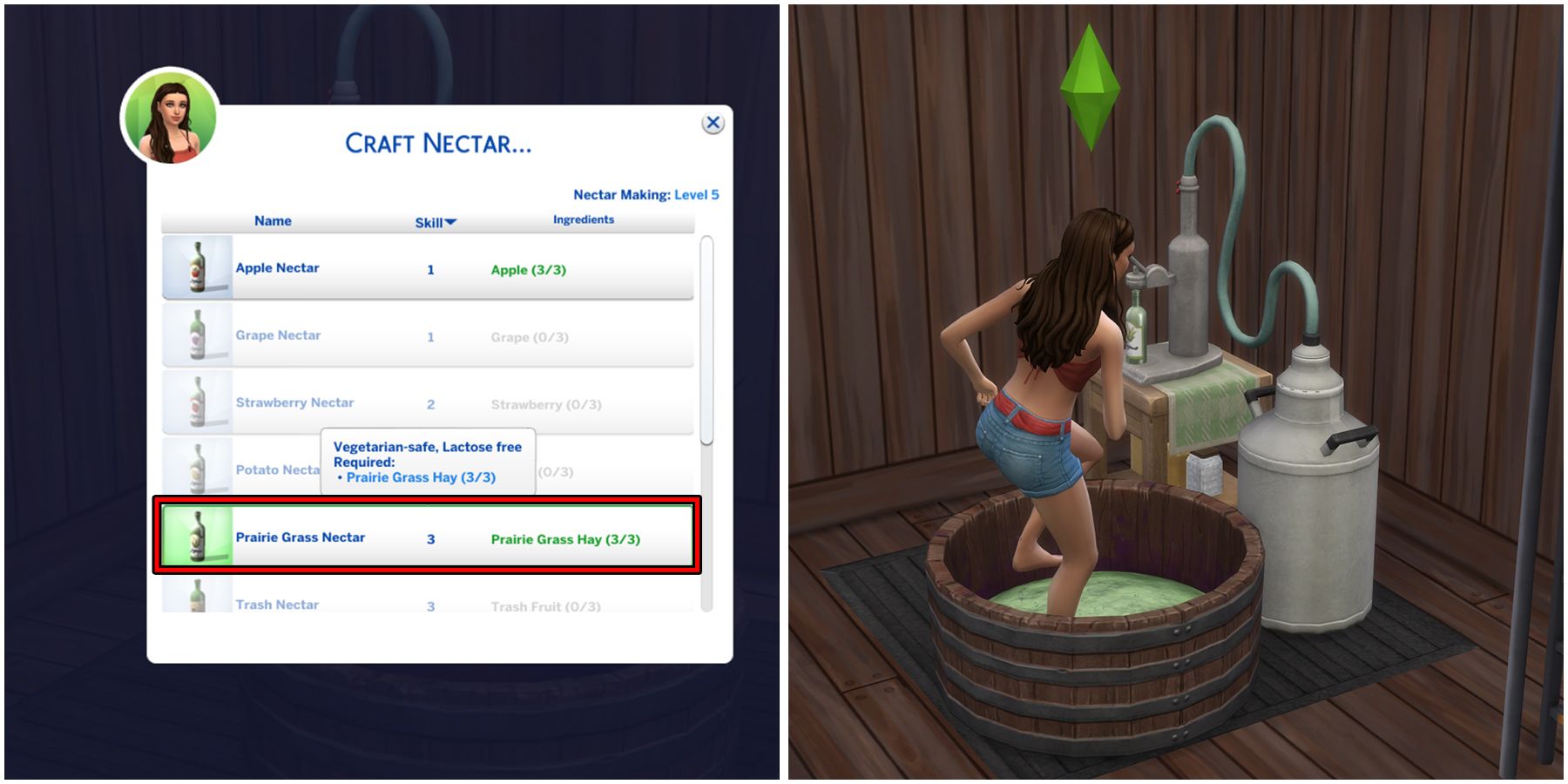 how to make prairie grass nectar in the sims 4