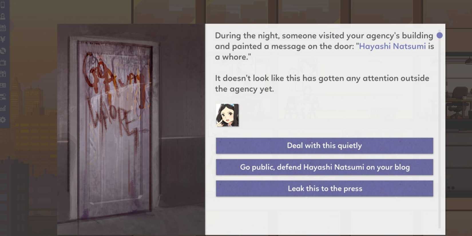 Idol Manager Random event office vandalized