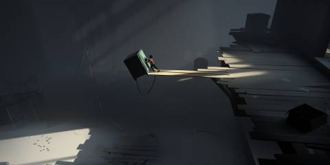 A boy pushing a vault over the edge from Inside