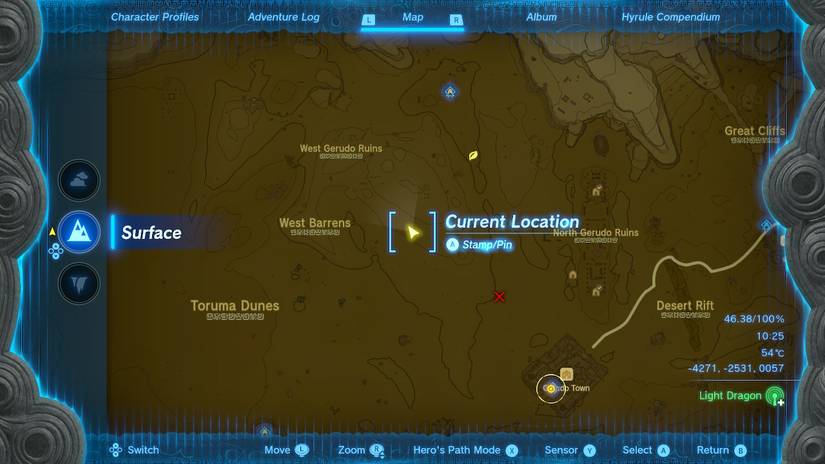 Zelda Tears of the Kingdom_Gerudo Treasure_Sword Statue 2_Map