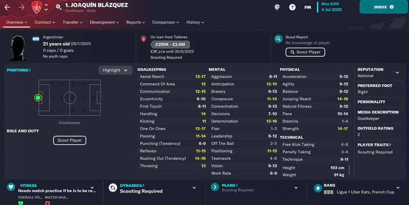 Joaquin Blazquez In Football Manager 23