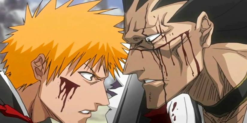 Ichigo And Kenpachi Clashing In A Bloody Encounter