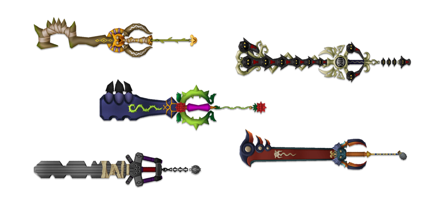 kingdom hearts 2 keyblades circle of life, fenrir, rumbling rose, guardian soul