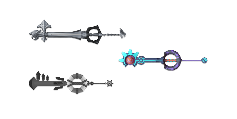 kingdom hearts 2 keyblades monochrome, photon debugger, sleeping lion