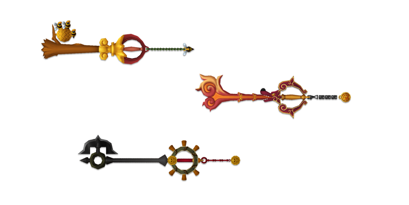 kingdom hearts 2 keyblades follow the wind, sweet memories, hidden dragon