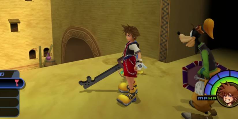 kingdom hearts sora wielding metal chocobo keyblade