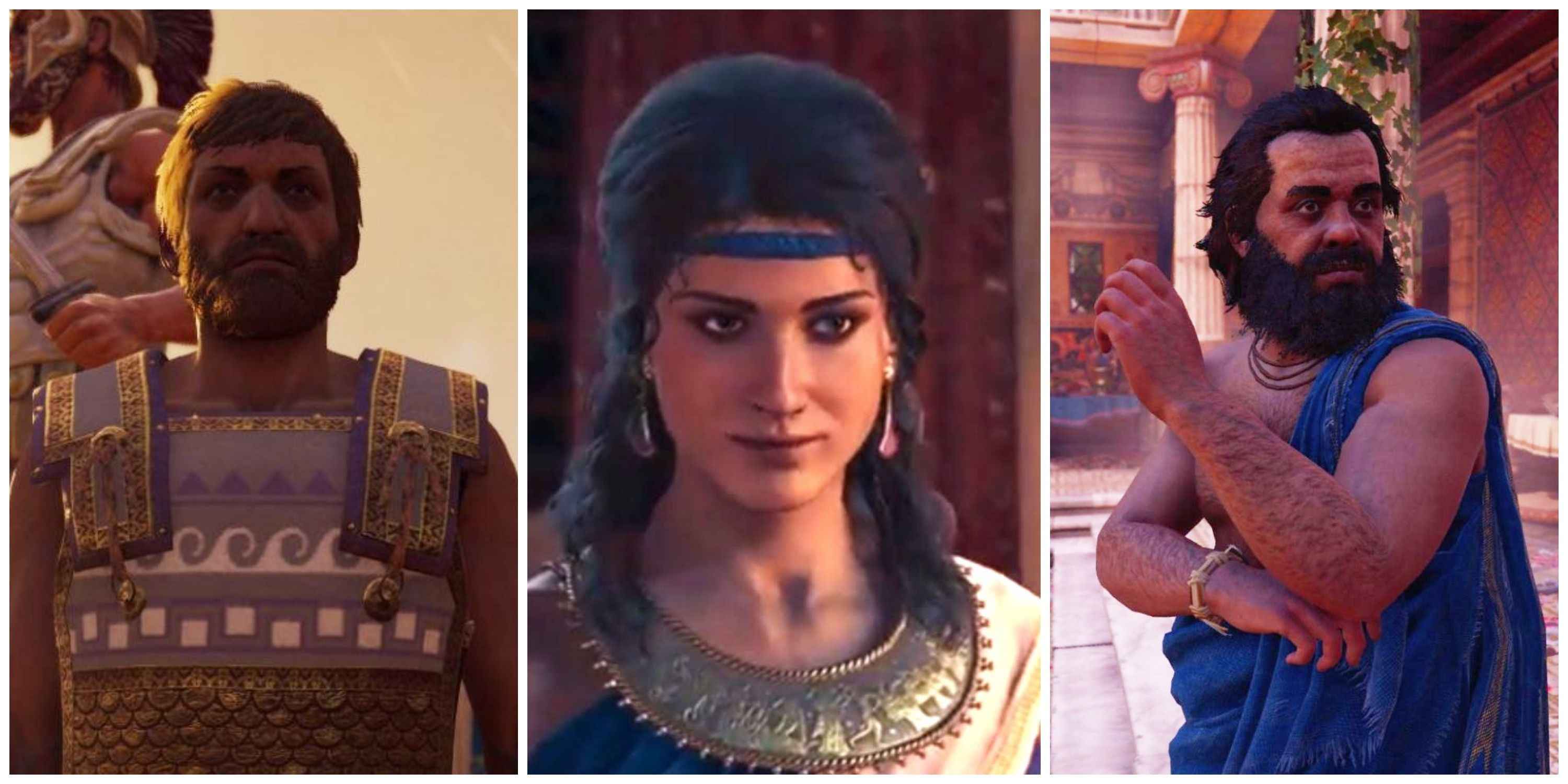 Kleon, Aspasia, and Sokrates in Assassins Creed Odyssey