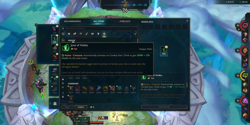 League of Legends Arena Shop Juices