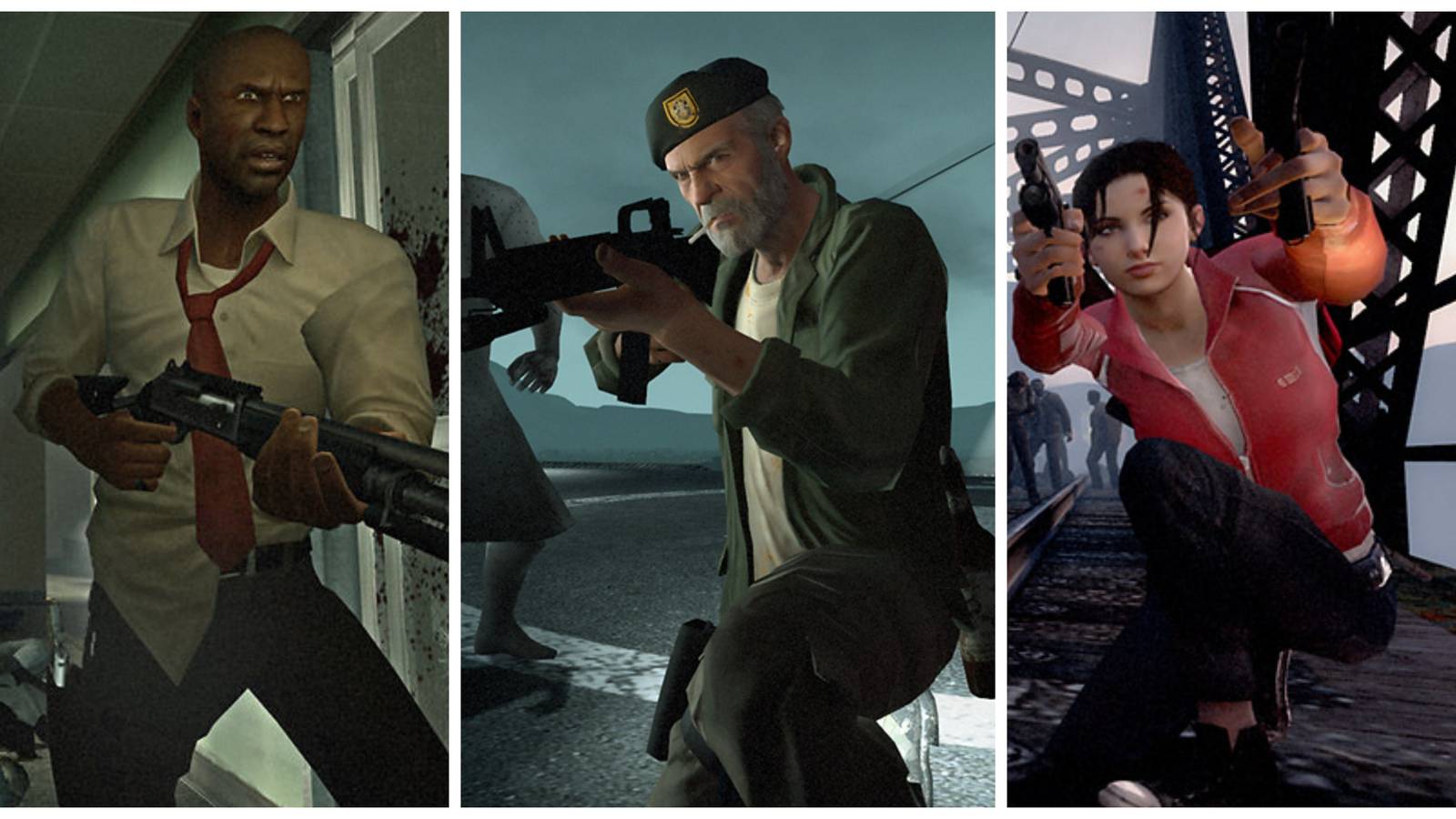 louis, zoey and bill in left 4 dead