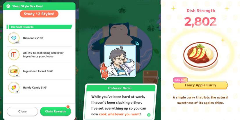 manual cooking choose a recipe pokemon sleep unlock