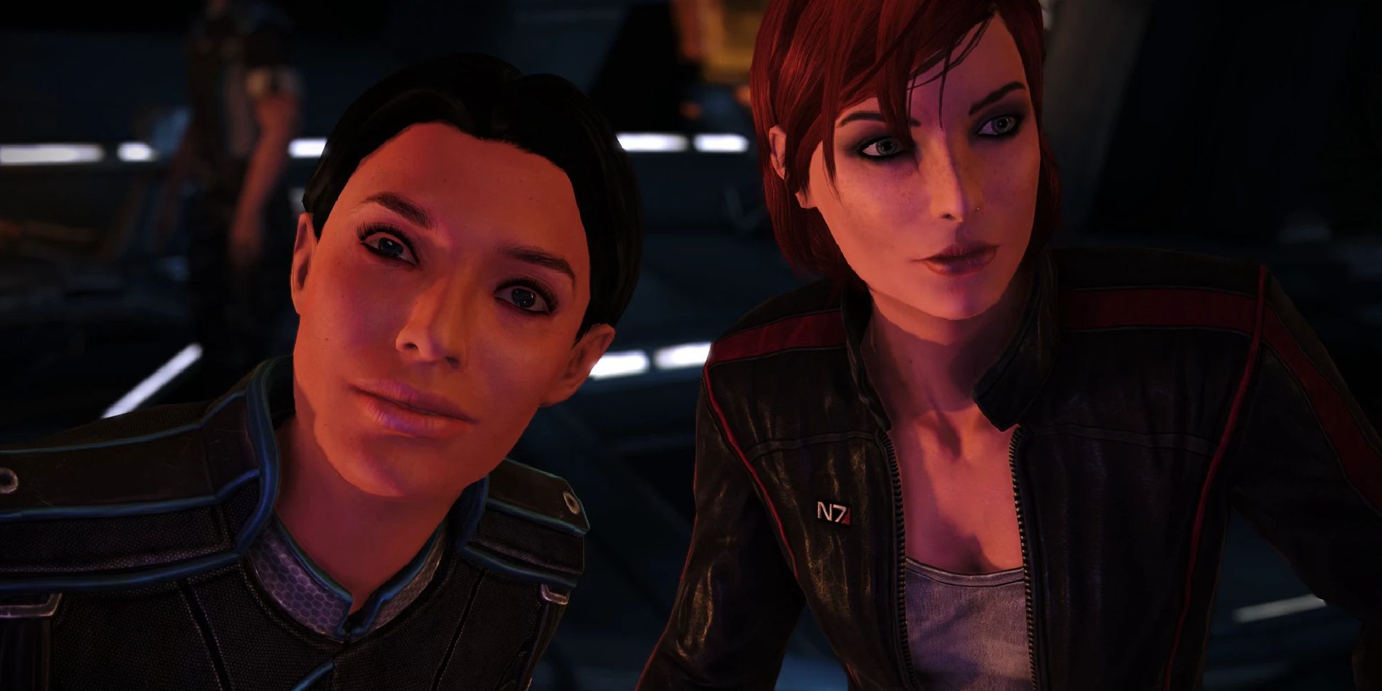 Close up of squadmate Ashley Williams and Jane Shepard.