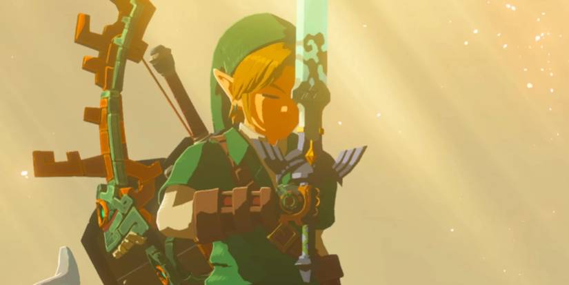Link basking in light after pulling the Master Sword