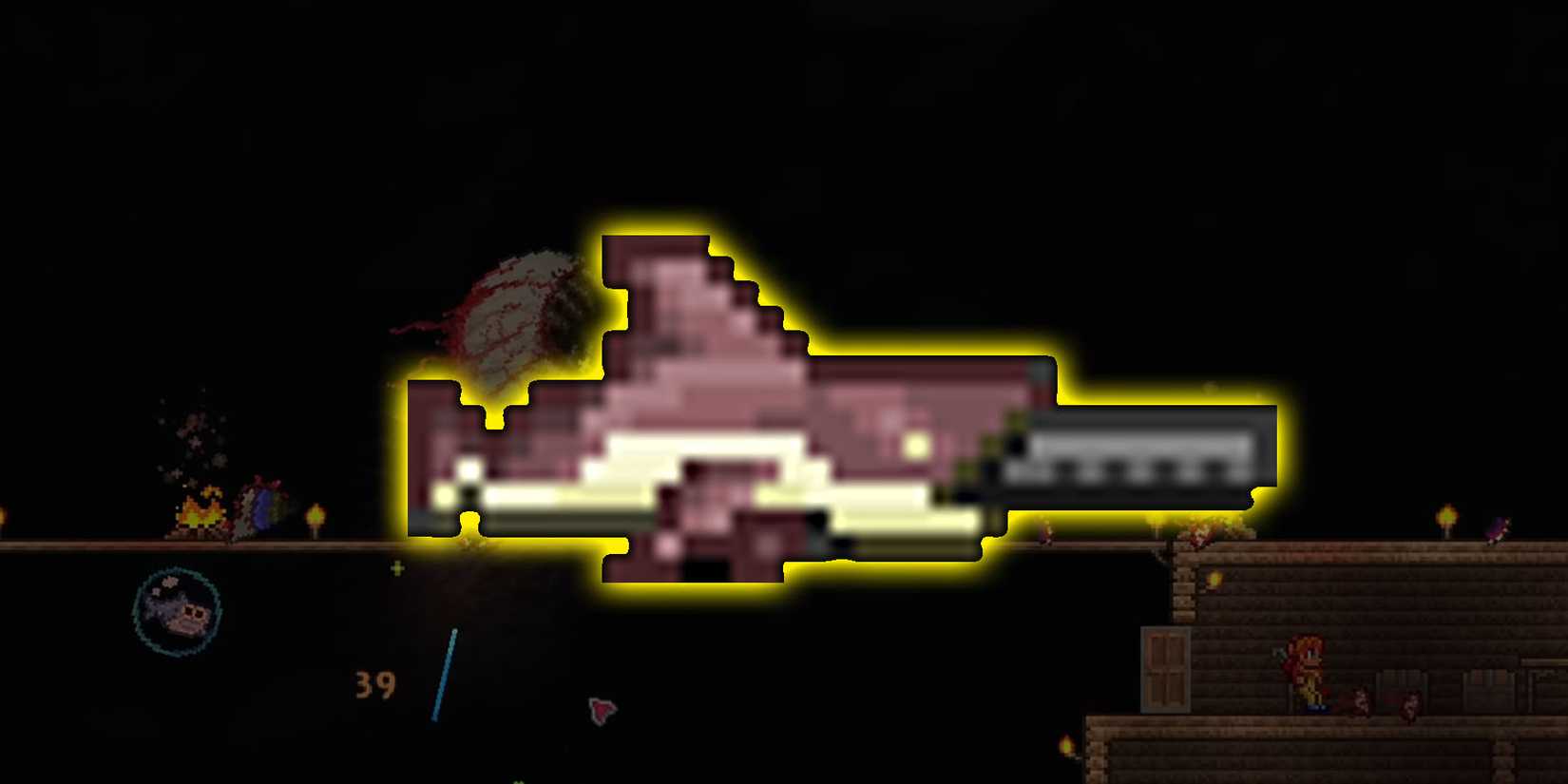 Megashark glowing asset up close in Terraria