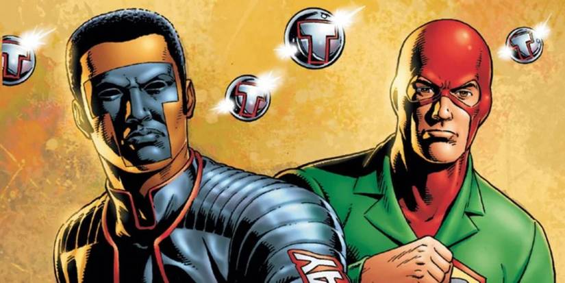 Michael Holt and Terry Sloane versions of Mister Terrific on a DC Comic book cover