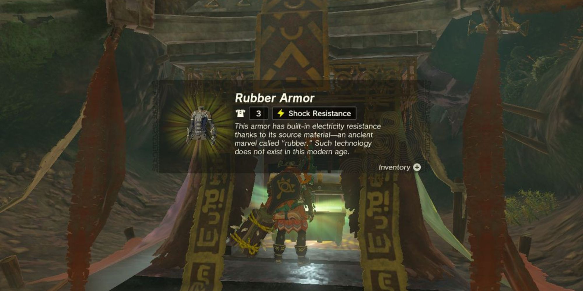 Link acquiring Rubber Armor from a treasure chest