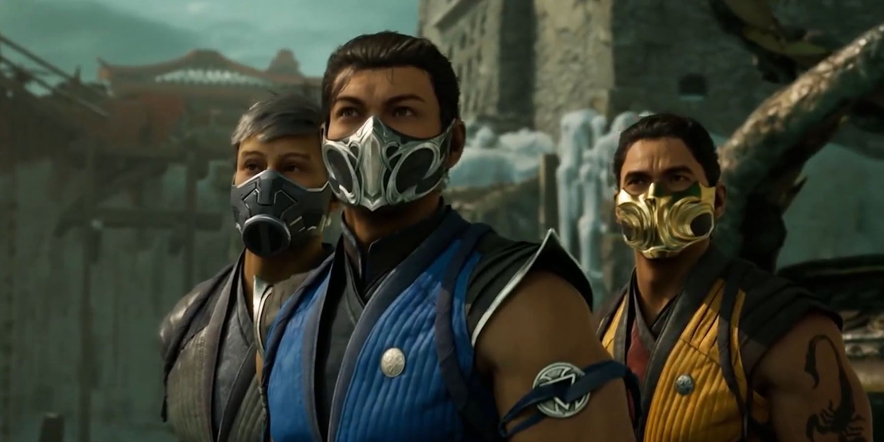 A screenshot of Sub-Zero, Scorpion, and Smoke in Mortal Kombat 1.