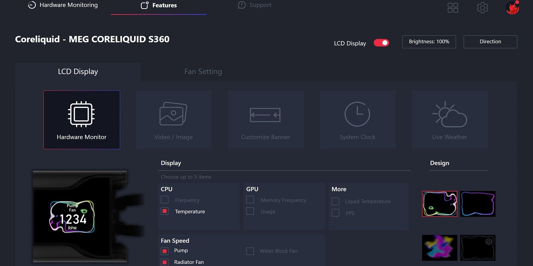 MSI S360 MSI Center Display Settings