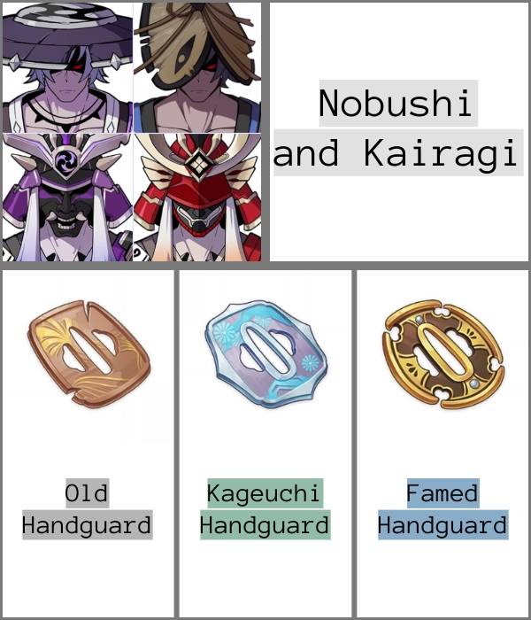 Nobushi and Kairagi and the handguards they drop