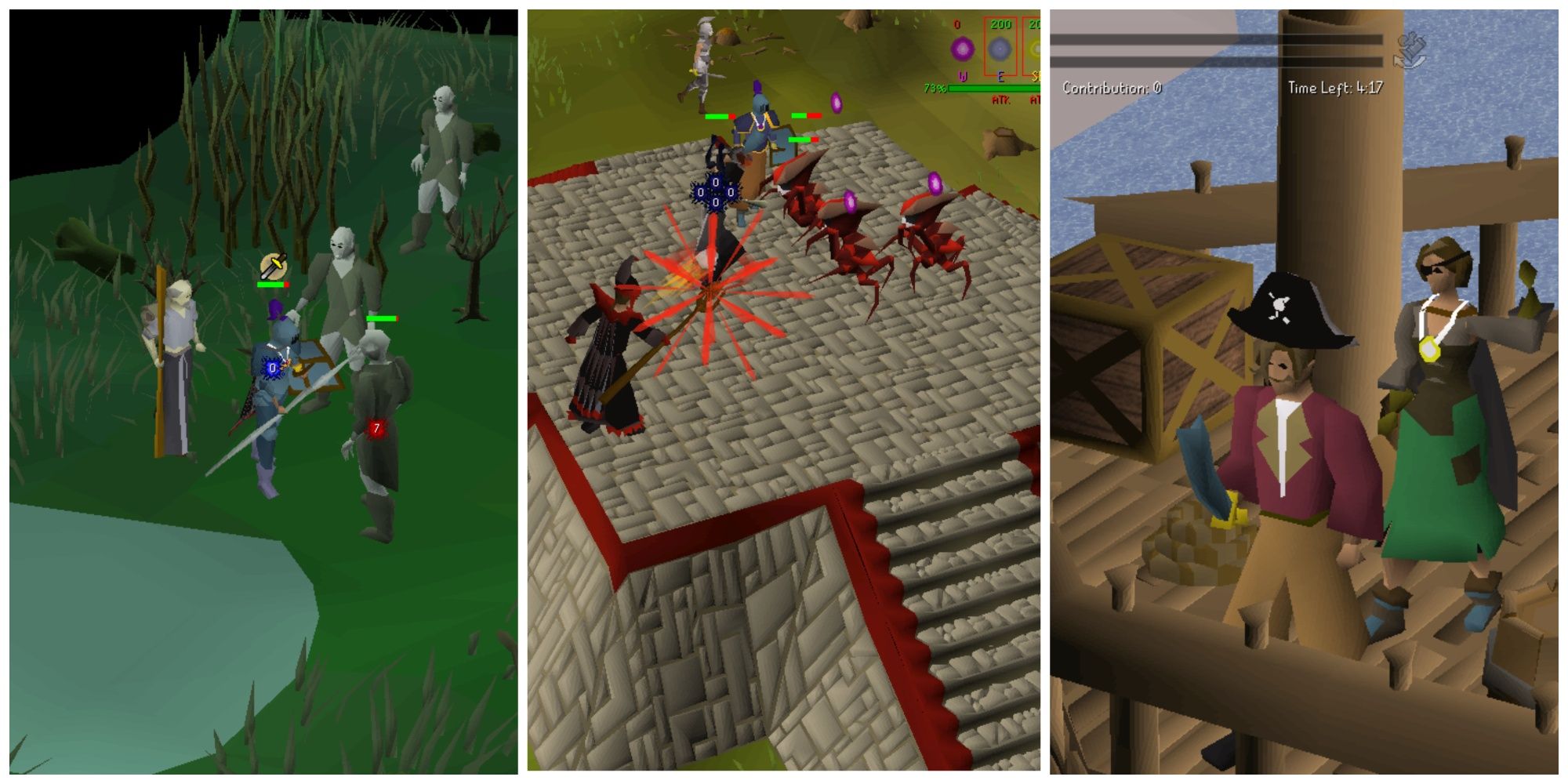 A collage showing three Old School Runescape minigames.