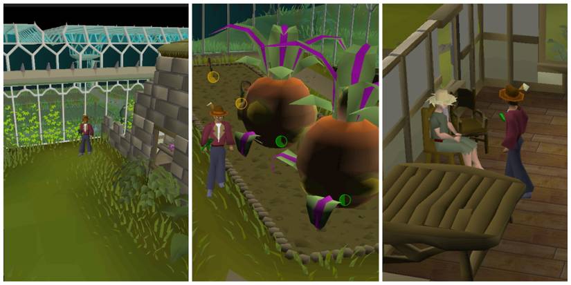 Old School RuneScape's Tithe Farm minigame, including giant vegetables.