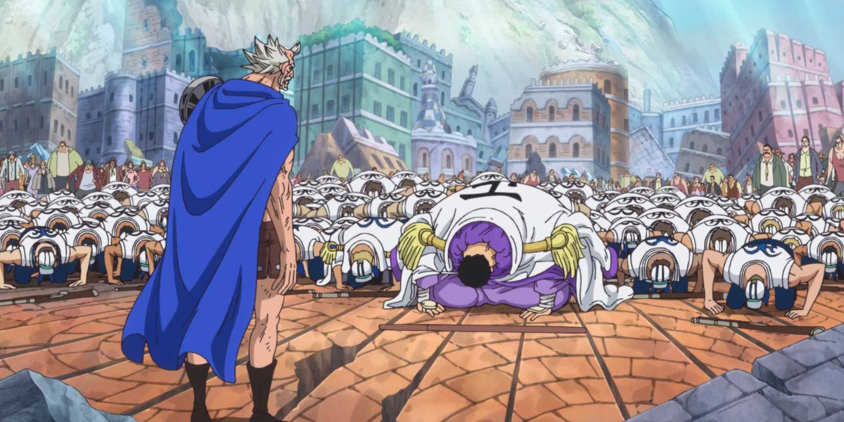 One Piece Fujitora apologizing to king Riku