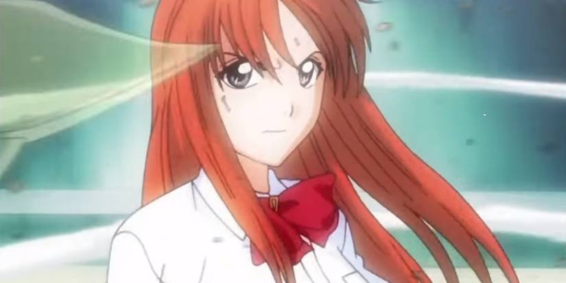 Orihime glaring at Numb Chandelier with her newly activated powers in the Bleach anime