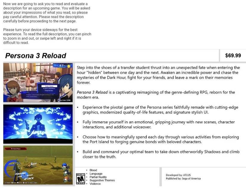 Persona 3 Reload Price 70