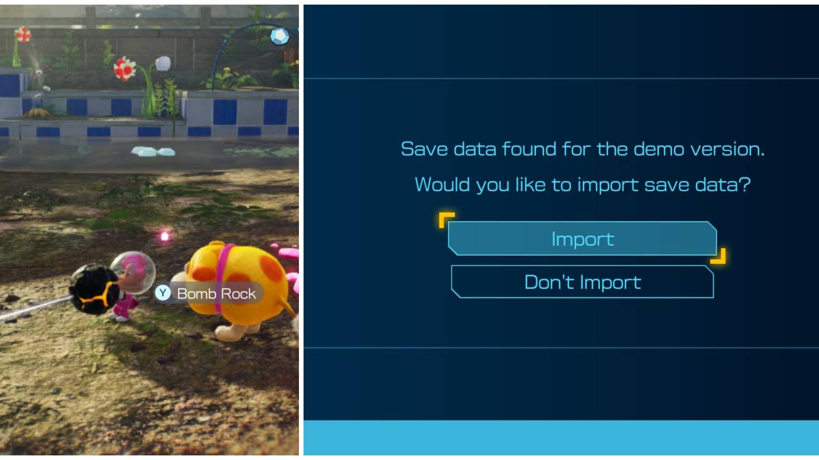 pikmin 4 bomb rock save data import yes or no