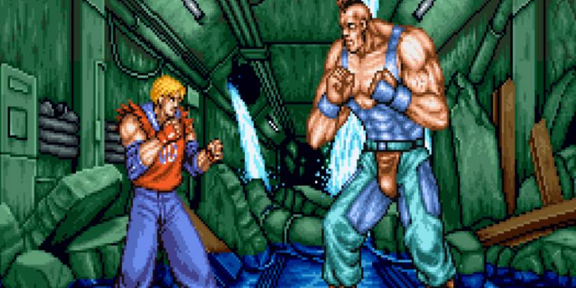 Playing a match in Double Dragon (Neo Geo)