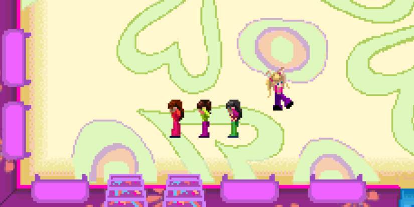 Playing a mini-game in Barbie Groovy Games