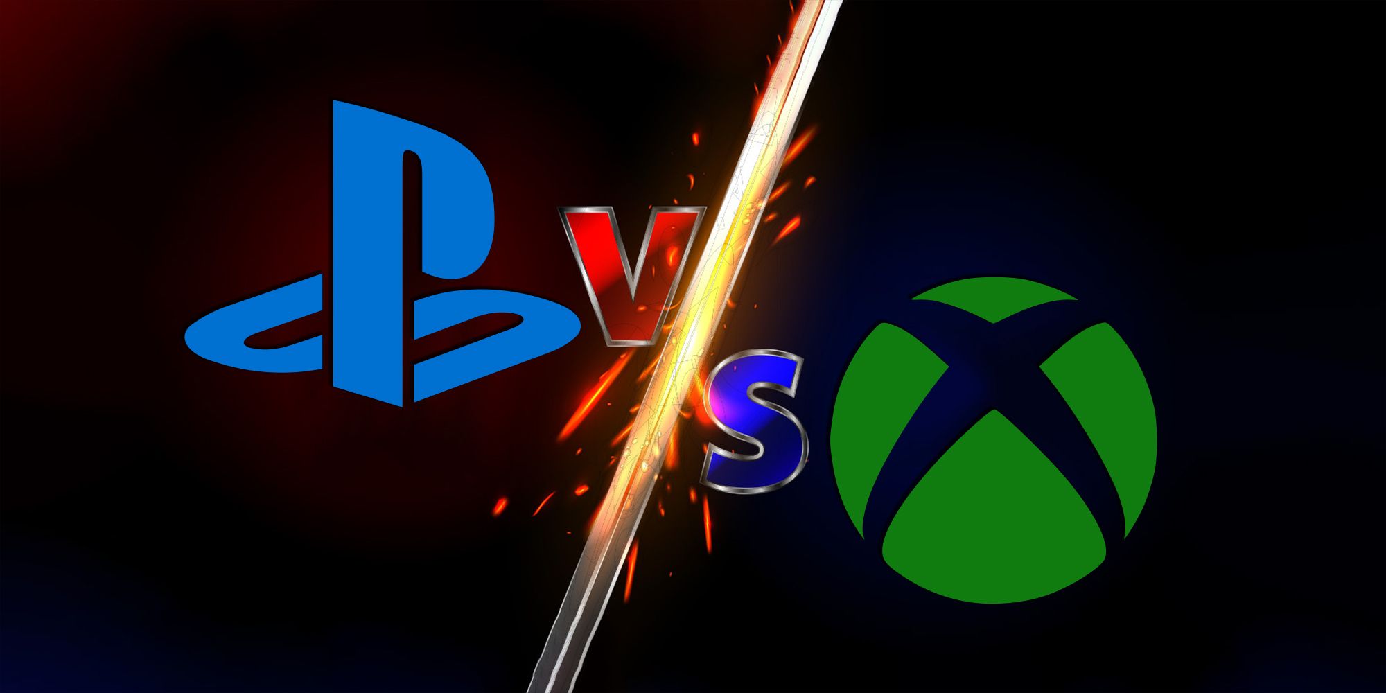 PlayStation vs Xbox logos versus screen