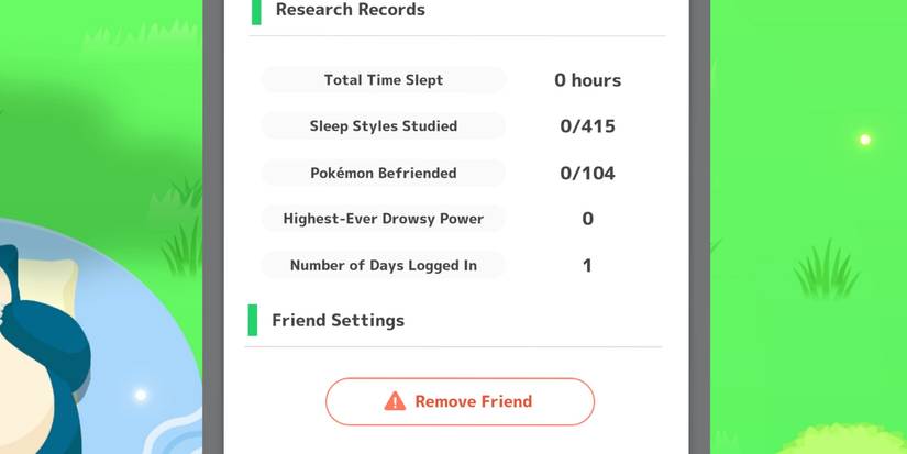 Pokemon Sleep Friend Research Records Remove F