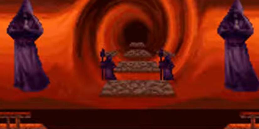 Portal Stage With Watchmen On Each Side Of The Entrance