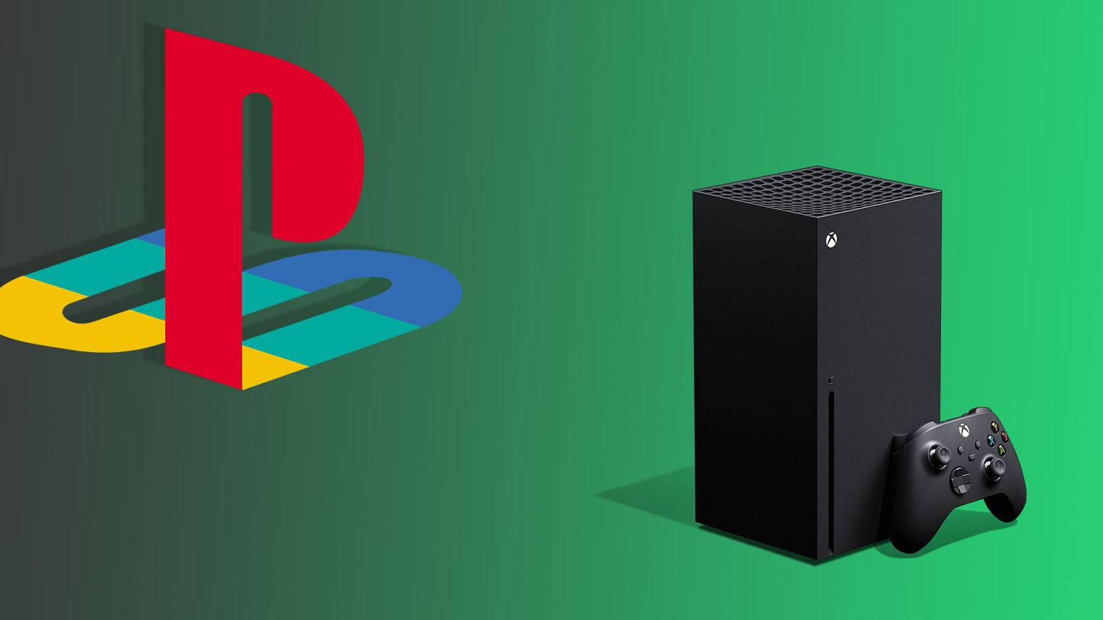 playstation logo and xbox series x console