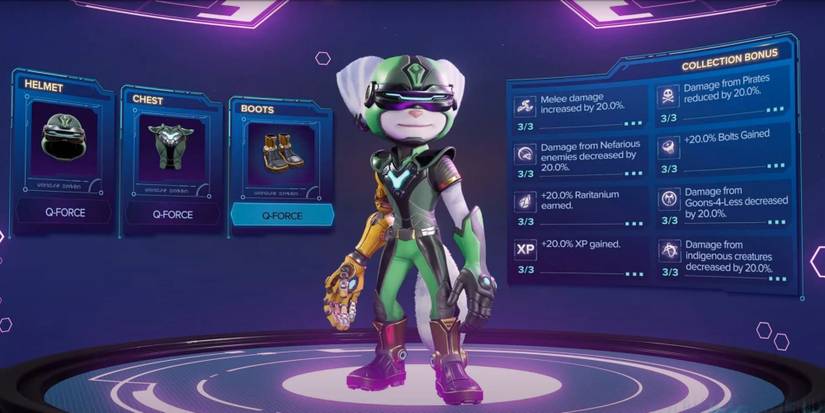 The Q Force armor set from Ratchet and Clank: Rift Apart