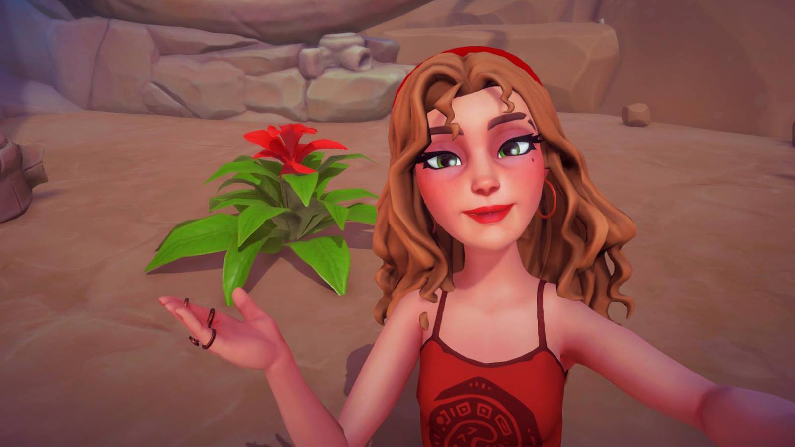 red bromeliad in disney dreamlight valley