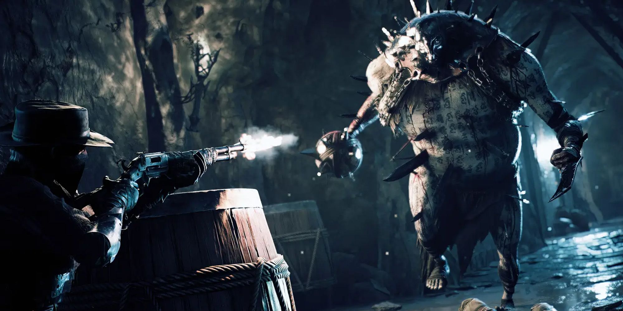 Remnant 2 - Promotional Image From Gunfire Games Website Showing Gunslinger Player Against An Elite Enemy