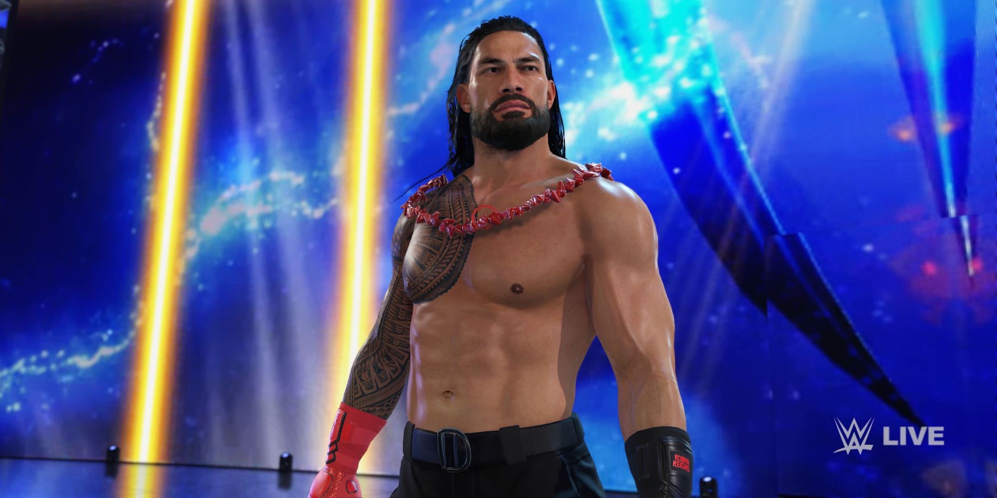 Roman Reigns making his way to the ring in WWE 2K23