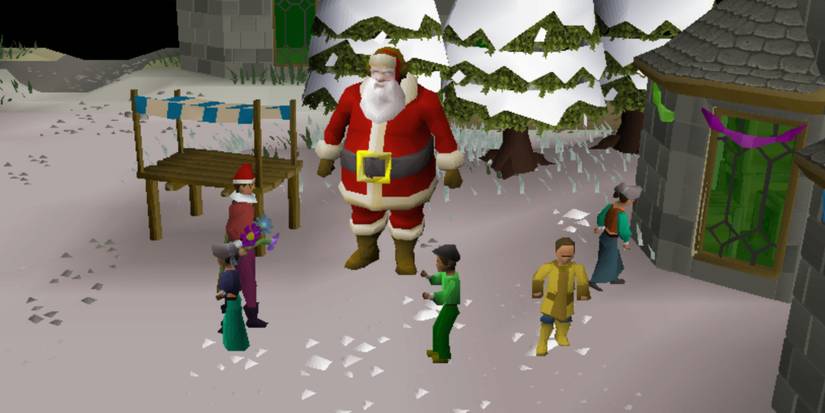 runescape xmas screenshot kids surounding santa and a tree