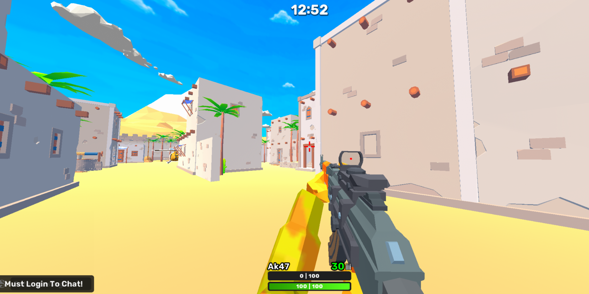 Sandstrike player holding a gun
