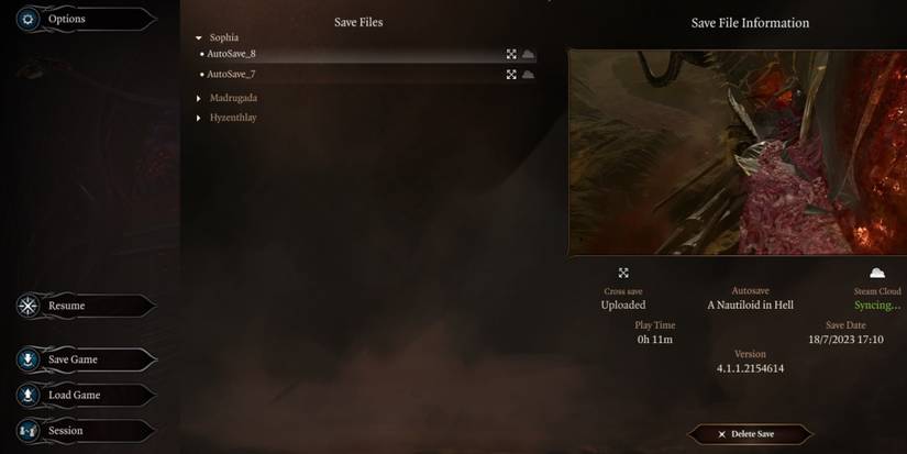 save screen baldur's gate 3 split image