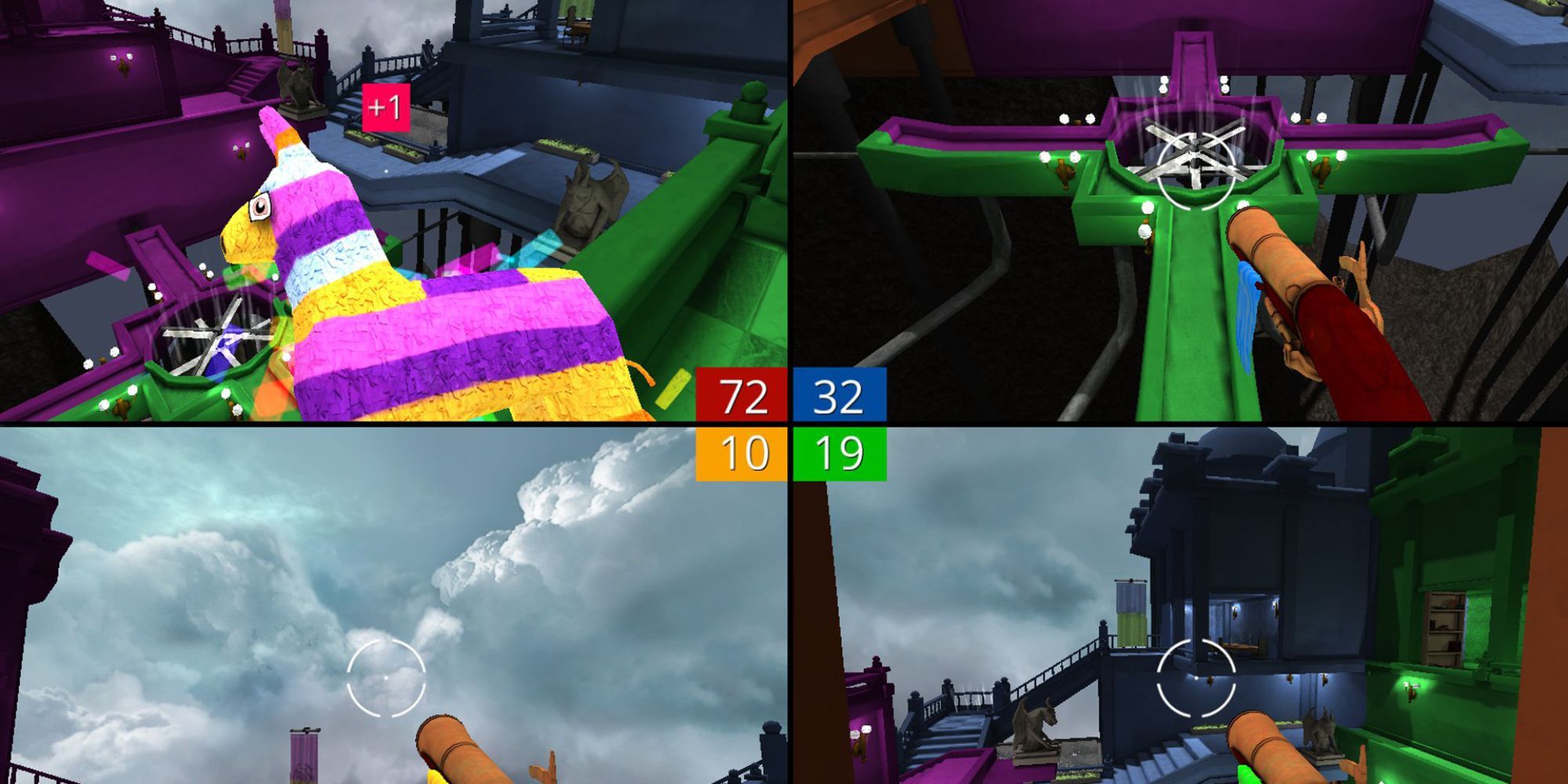 Four players playing Screencheat.