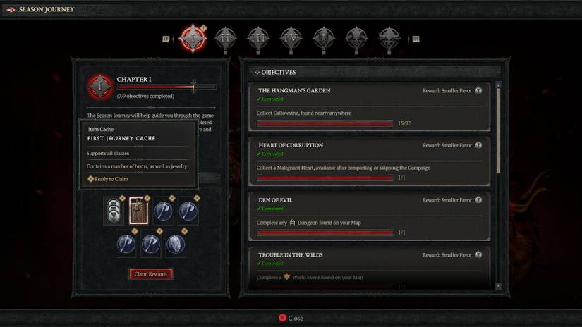 Diablo 4 Season Journey Objectives Rewards Chapter One
